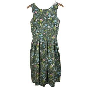 Vintage 50s 60s Nelly Don About-Don Green Floral Dress